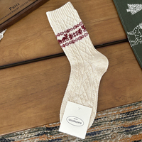 Chaussettes pour femmes FUNOLA OEM 2026, en laine, chaudes, mi-mollet, style Fair Isle, rétro, motif renne, pour Noël