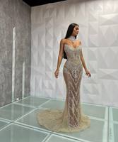 LM A614 Robe de Soirée Élégante Perles Motif Léopard Style Doux Haut de Gamme avec Gants en Strass et Paillettes pour Femmes pour Soirées