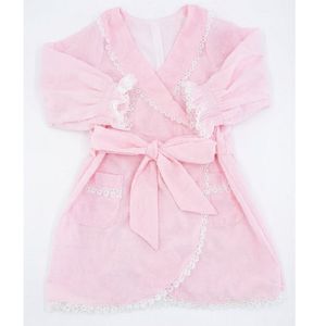 Camisón de Algodón Dobby Rosa Hecho a Mano para Bebé Niña, con Detalles de Encaje y Cintura Ajustable, Ropa de Dormir de Boutique para Bebés - Product Image 4