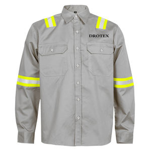 男性用FRシャツ Cat-2耐火シャツ 高視認性反射テープ付き ATPV 8.7 Cal/cm² NFPA 70E & 2112準拠 - Product Image 3