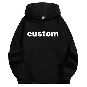 Sweat à capuche surdimensionné pour homme en coton lourd avec logo personnalisé impression 3D style décontracté sans ficelle graphique - Product Image 2