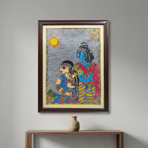 Bihar Cultural Madhubani Painting <b>Canvas</b> Full 3D Handcrafted Folk Art Wall Decor Glass <b>Frame</b> Ojistha Industries Jharkhand 6375 - Product Image 4