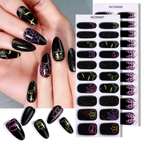 Enveloppes d'ongles en gel semi-durci personnalisées, motif néon fantôme effrayant, citrouille, chauve-souris, toile d'araignée, sans danger pour la peau, pour manucure DIY en salon, Halloween