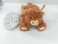 Peluche de vache des Highlands lestée avec sac intérieur amovible rempli de graines de lin naturelles et de lavande, jouet apaisant pour enfants