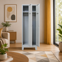 Armoire de rangement métallique grise à 2 portes pour vêtements, idéale pour l'école et la salle de sport