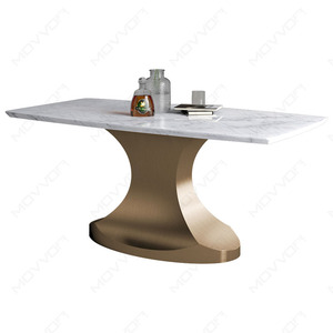 Mode à la mode en acier inoxydable or ou noir nickel base <span class=keywords><strong>table</strong></span> à <span class=keywords><strong>manger</strong></span> en marbre pour meubles de maison de luxe - Product Image 1