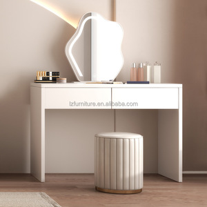 Ensembles de meubles de chambre modernes et abordables : lit flottant avec armoire, coiffeuse et tables de chevet, idéal pour les studios. - Product Image 4