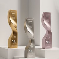 Trophée personnalisé en métal gravé, finition or, argent, or rose