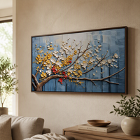 Vente en gros et dropshipping : Peinture à l'huile Art Déco blanche 100 % faite à la main, sur toile de coton 450 GSM, tailles personnalisées pour usage domestique et commercial