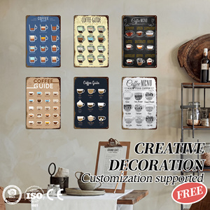 Großhandel Vintage Kaffee Metallschild Kaffee-Menü Poster Café Wanddekoration Restaurant Schild Barista Kunstwerk Küchendekoration - Product Image 1