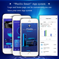 Pheilix EU/BS Enchufe dual estándar 2*7,2 kW monofásico 2*11/22kW Trifásico Tipo 2 Uso comercial EV Estación de carga con OCPP