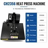 Presse à chaud plate ZYJJ 15 pouces (38 cm) avec minuterie numérique et contrôle de température, machine de transfert thermique manuelle pour impression DTF