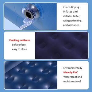 Colchón de cama de aire de un solo tamaño para soplar, cama de aire flocada inflable para acampar - Product Image 4