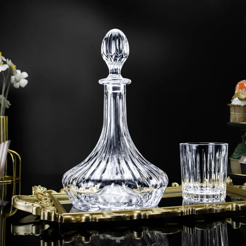 New Cổ Điển Phong Cách Độc Đáo Khắc Pha Lê Thủy Tinh Rượu Rượu Chai Whisky Decanter