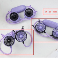 Ventilador de Cuello Eléctrico Deportivo para Exteriores, Ventilador Portátil USB Recargable, Mini Ventilador de 4 Aspas con Control de Botones, Caja de Regalo en Inglés