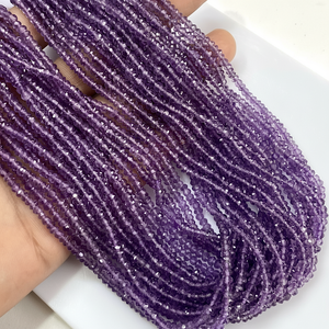 Cuentas de forma de Rondelle facetadas de amatista, cuentas de piedras preciosas naturales de buena calidad para la fabricación de joyas - Product Image 1