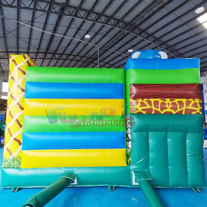 Castillo inflable comercial para niños, tipo safari, con tobogán. - Product Image 4