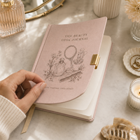 Carnet de beauté personnalisé LABON, couverture rose poudré, illustration imprimée, clip métallique, pages lignées, marque-page en ruban, soins personnels, OEM ODM