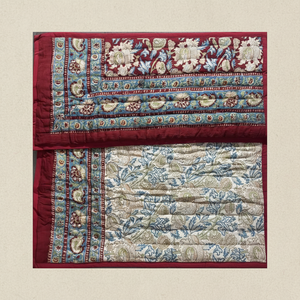 Couette Kantha de qualité supérieure Inde 100% pur coton remplissage traditionnel Style bloc de bois imprimé coton double taille couette - Product Image 1