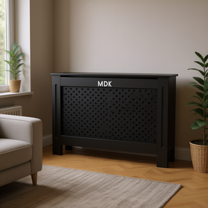 Couvercle de radiateur en Mdf noir, armoire de rangement pour salon, design moderne et minimaliste, 67.7X7.5X32.1 - Product Image 2