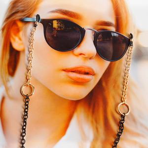 ゴールドリング付き高級カスタムメガネストラップサングラスチェーンブラックメタルメガネチェーンコード - Product Image 2