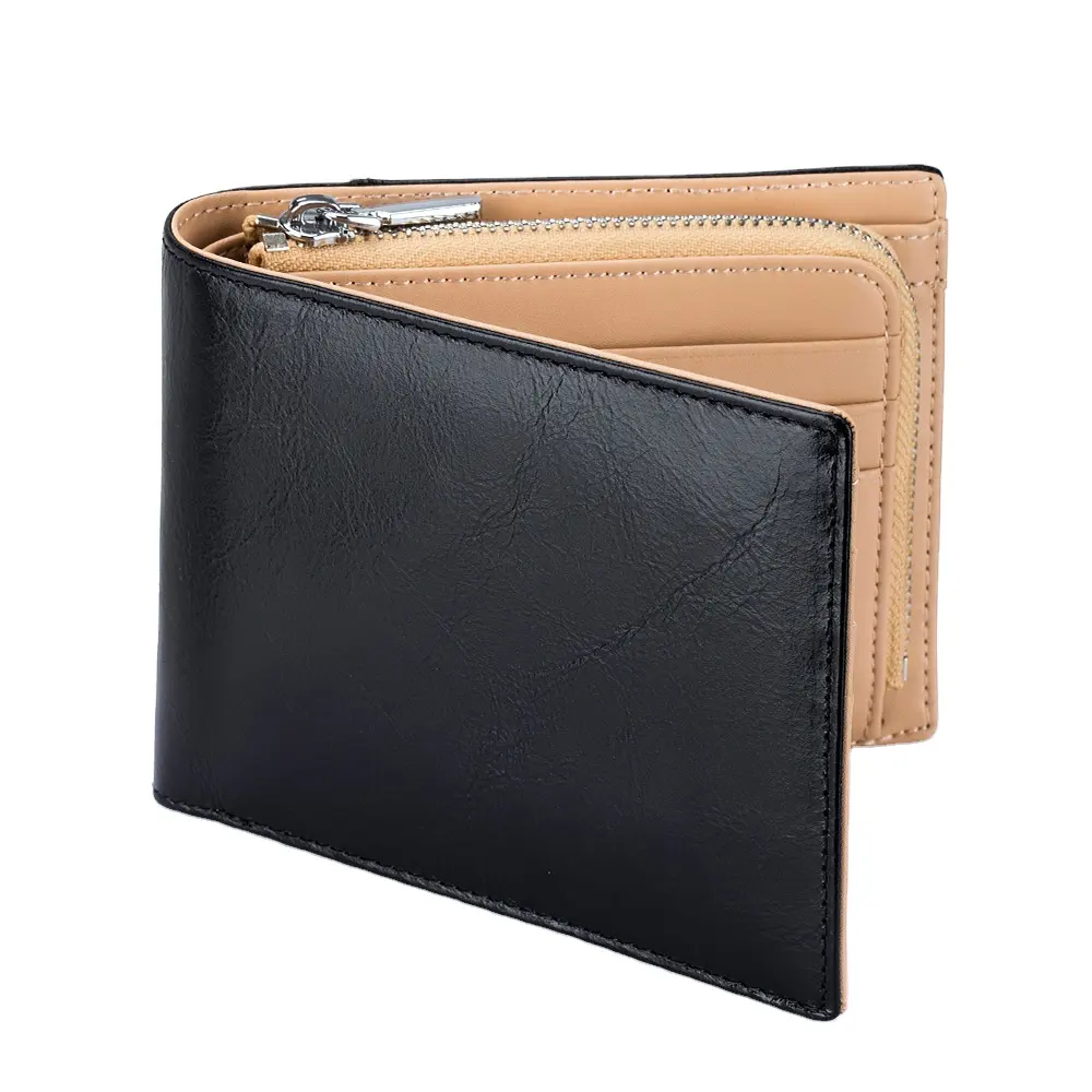 Custom Genuine Leather Short Wallet Men Crazy Horse Rfid Blocking Pure Leather Bifold Wallet For Man
