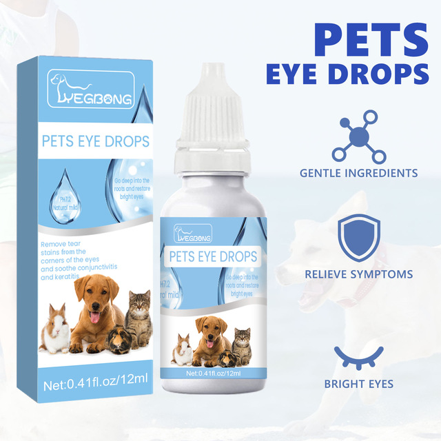 Yegbong 100% Natural Non-irritating Relieve Eye Redness Swelling Gentle Cleansing Cat Dog Tear Stains Remover Pet Eye Drops