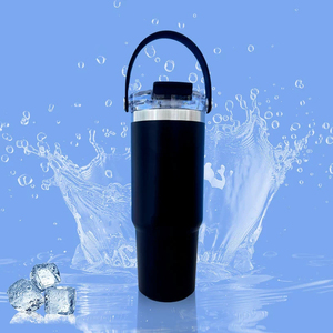 Vaso de lujo de acero inoxidable de doble pared de 30oz, mango de paja, taza de coche portátil para exteriores, aislado al vacío, diseño sin derrames - Product Image 6