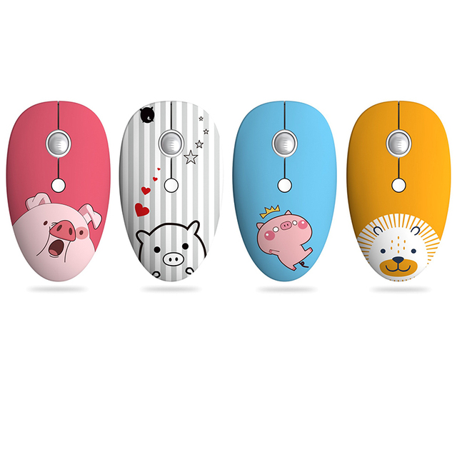 Mice Cute Animal Pattern Wireless Battery Mouse with 4 Keys for Office PC Laptop Mouse