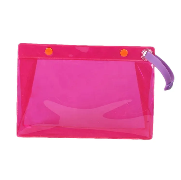 Bolsa de Pvc transparente con botón superior, bolso con mango de sílice