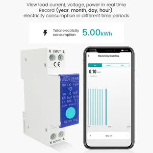 Tuya WiFi MCB disjuntor de energia inteligente medição 1-63A controle remoto sem fio interruptor sobrecorrente subtensão proteger