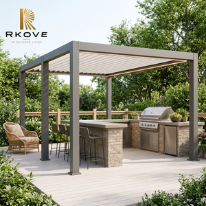 หลังคาเพอร์โกลารุ่น RK-C1 สำหรับครัวกลางแจ้ง พร้อมฝาครอบเตาบาร์บีคิว ทนความร้อน ดีไซน์ระบายควัน สำหรับทำอาหารในสวนหลังบ้าน - Product Image 1