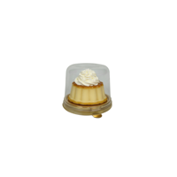 Boîtes à pâtisserie jetables individuelles pour desserts, emballage en gros, mini-boîte dorée pour flan avec dôme transparent