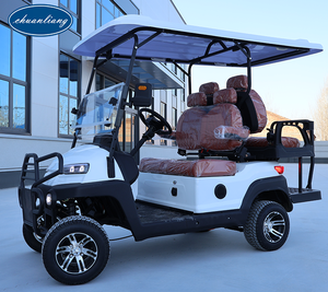 Voiturette de golf blanche longue portée pour 4 passagers avec sièges confortables et port de charge USB pour complexe hôtelier, hôtel et communauté - Product Image 1