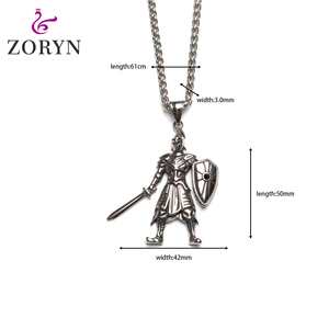 Collier pendentif Chevalier en acier inoxydable pour homme, style vintage gothique médiéval, <span class=keywords><strong>épée</strong></span>, <span class=keywords><strong>bouclier</strong></span>, armure, bijoux rétro audacieux <span class=keywords><strong>et</strong></span> tendance - Product Image 3