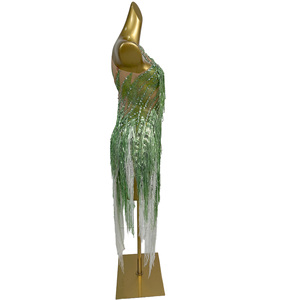 Robe longue asymétrique à strass et franges pour femme, idéale pour anniversaire, soirée, banquet, club, fête, spectacle ou <span class=keywords><strong>festival</strong></span> - Product Image 4