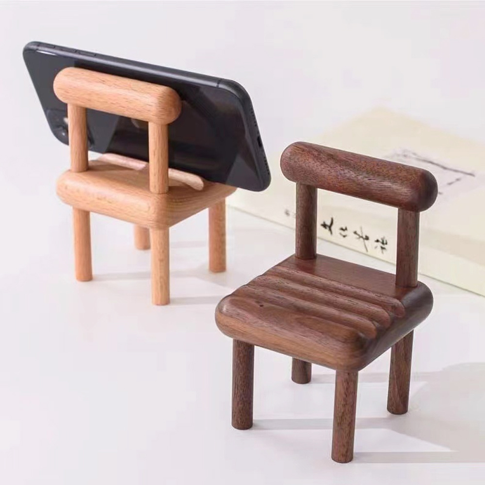 Newest Design 2022 Wood Crafts Lazy Holder Luxury Wooden Phone Holder Chair Shaped Holder
