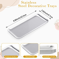 Plateau rectangulaire en acier inoxydable doré, idéal pour servir, décoratif, pour salle de bain, pour assiettes, thé, fruits