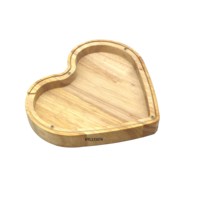 Tirelire personnalisée en bois massif en forme de cœur gravée pour enfants, couleur bois naturel, réutilisable, art populaire, pour table