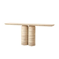 Table console moderne en travertin naturel, design épuré, pour salon et appartement - Offre spéciale