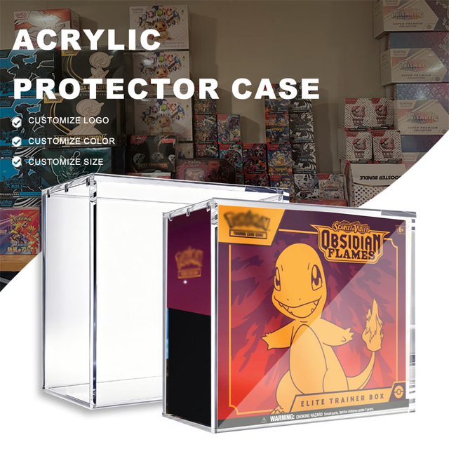 Yinjie Custom UV Protection Magnetic Booster Box Display Case Prismatic Evolutions Elite Trainer ETB Acrylic Eco-Friendly