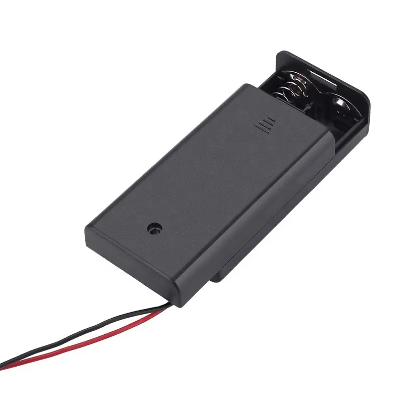 Battery Case Holder Storage Plastic Box with cover & On/Off Switch 2 x 1.5V AA Size UM-3 x 2 Battery Holder