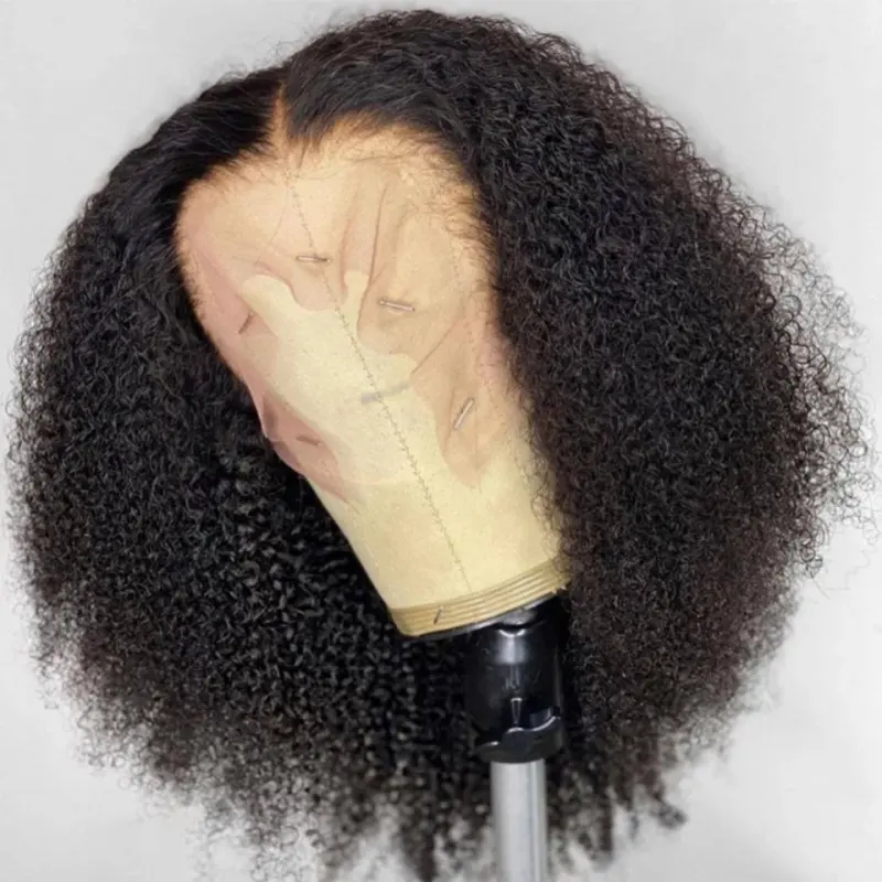 Wholesale Cheap Afro Kinky Curly Human Hair Hd Full Lace Wig Raw Indian Virgin Human Hair Transparent Full 360 Lace Wig