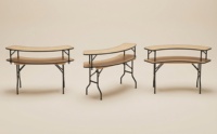 Table serpentine rustique de style ferme pour comptoir de bar de mariage, tables à manger courbées pliantes portables pour la location de traiteur