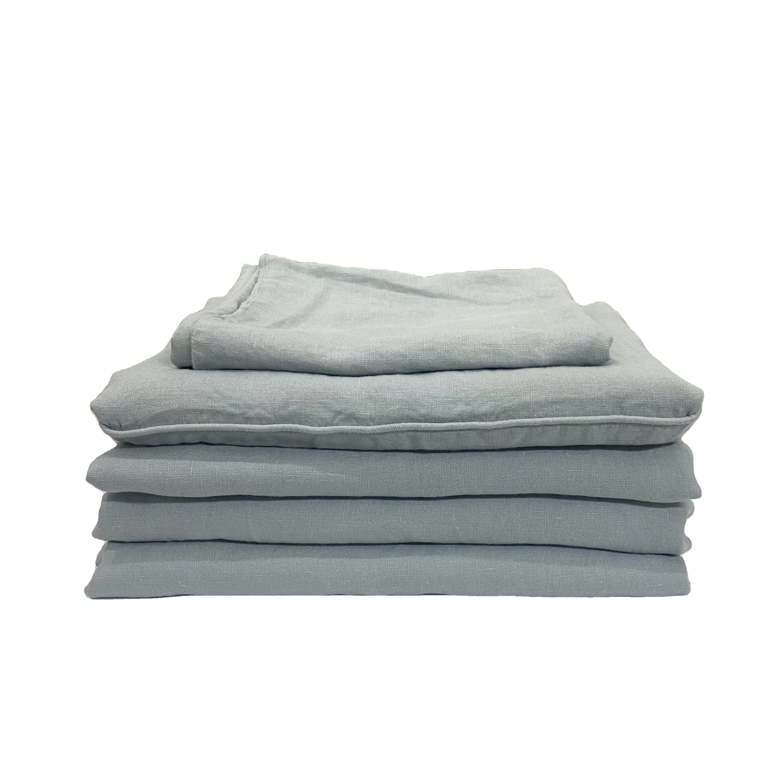 Conjunto de roupas de cama vintage 100%, conjunto de roupa de cama francesa de linho lavado, cobertura de duvet, capa de colcha