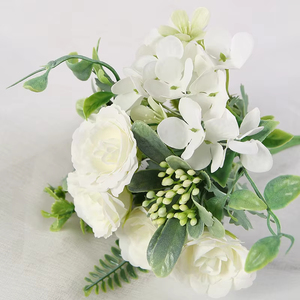 Ramo de <span class=keywords><strong>Flores</strong></span> Artificiales de Seda para Boda, Decoración de Interiores para el Hogar, <span class=keywords><strong>con</strong></span> Plantas Verdes, Temporada 4, Cabezas de Rosa Marí<span class=keywords><strong>a</strong></span> - Product Image 4