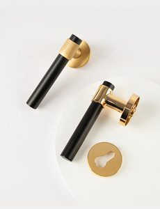 ホームミュート磁気真鍮ブラックゴールド木製ドアインテリアドアハンドルロックセット - Product Image 2