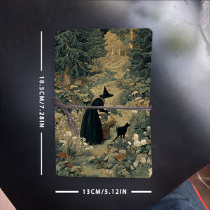Cahier A6 fait <span class=keywords><strong>à</strong></span> la main Pages remplaçables papier Vintage épais essentiel pour les pros de bureau avec <span class=keywords><strong>sorcière</strong></span> chat noir forêt herbes <span class=keywords><strong>imprimer</strong></span> - Product Image 6