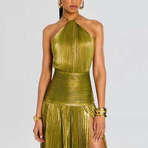 Elegante Abito Maxi Drappeggiato con Scollo all'Americana da Donna Estivo Streetwear <span class=keywords><strong>Senza</strong></span> <span class=keywords><strong>Spalline</strong></span> e Schiena Scoperta per Club e Feste <span class=keywords><strong>Lungo</strong></span> Plissettato - Product Image 2