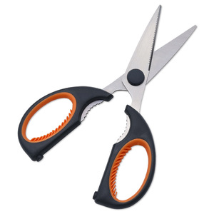 Kitchen Scissors Stainless Steel Straight Head For Home Use Orange Gray Handle - Product Image 1